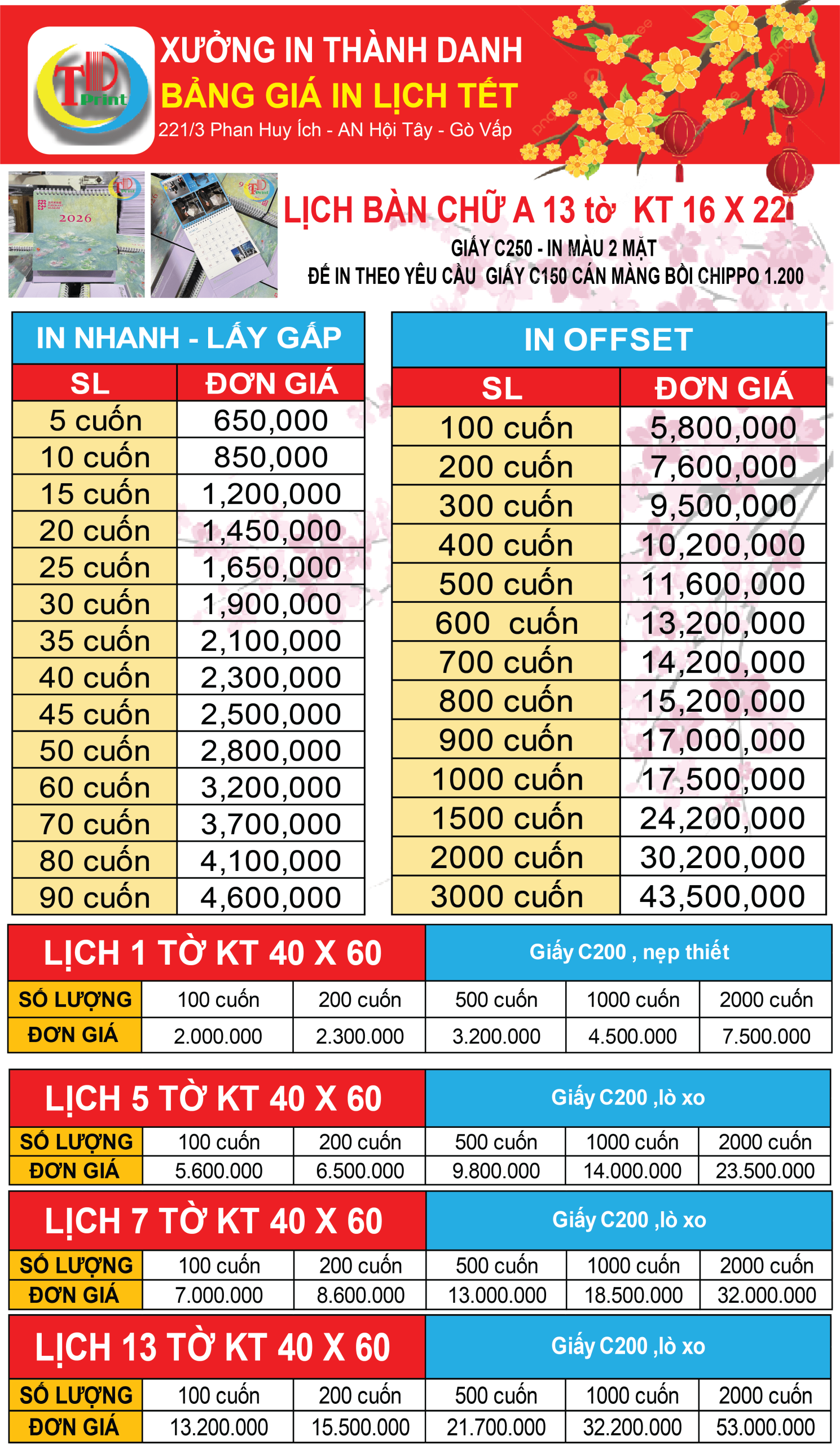 Mẫu in lịch tết để bàn